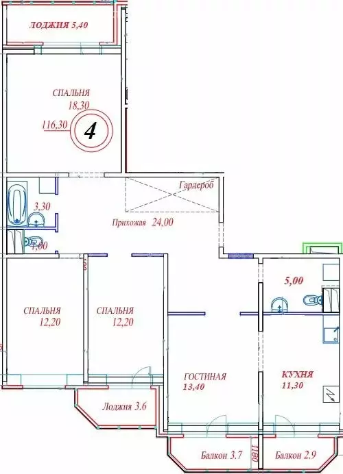 4-комнатная квартира: село Рождествено, Рождественский бульвар, 2 ... - Фото 0