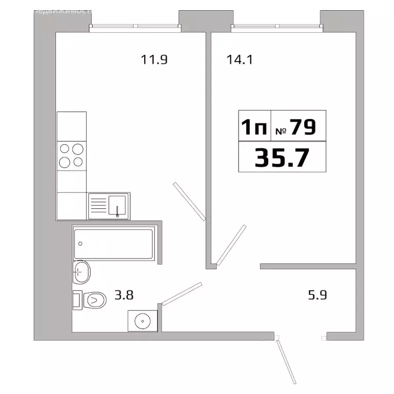 1-комнатная квартира: Иркутск, городок ИВАТУ (35.7 м) - Фото 1