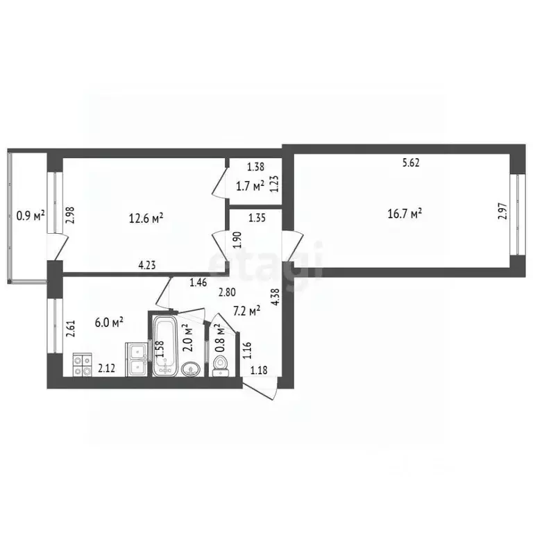 2-к кв. Калининградская область, Балтийск ул. Ушакова, 28 (47.0 м) - Фото 1