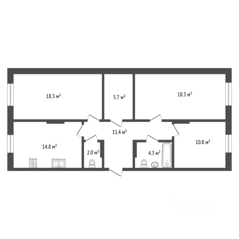 3-к кв. Тюменская область, Тюмень Новгородская ул., 14 (85.6 м) - Фото 2