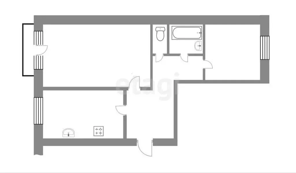 2-комнатная квартира: Сатка, улица Бочарова, 17 (48.8 м) - Фото 1