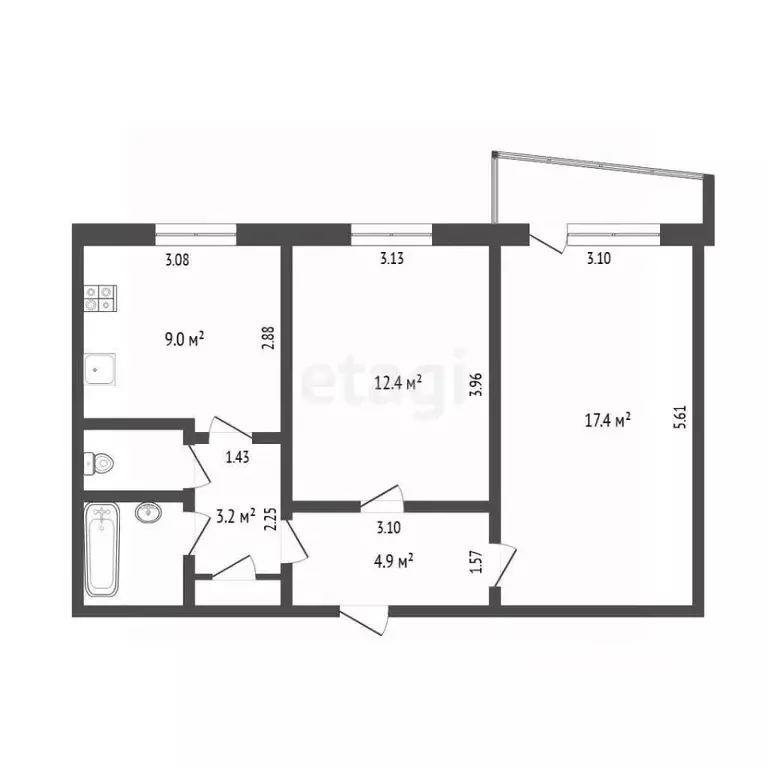 2-к кв. Тюменская область, Тюмень ул. Свердлова, 20 (50.6 м) - Фото 2