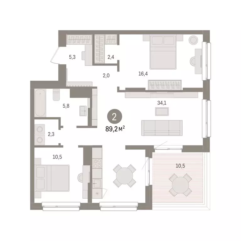 2-комнатная квартира: Челябинская область, Сосновский муниципальный ... - Фото 2