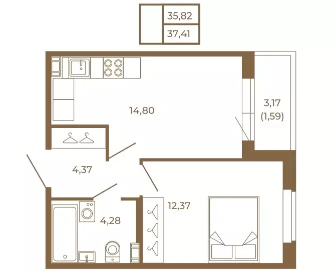 1-комнатная квартира: Сертолово, ЖК Новая История (37.41 м) - Фото 1