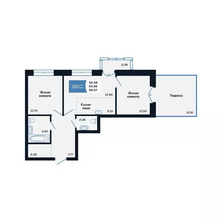 3-комнатная квартира: Новосибирск, улица Титова, 48 (59.07 м) - Фото 0