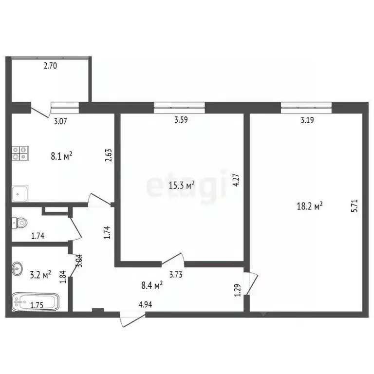 2-к кв. Кемеровская область, Юрга бул. Металлургов, 3 (54.9 м) - Фото 0