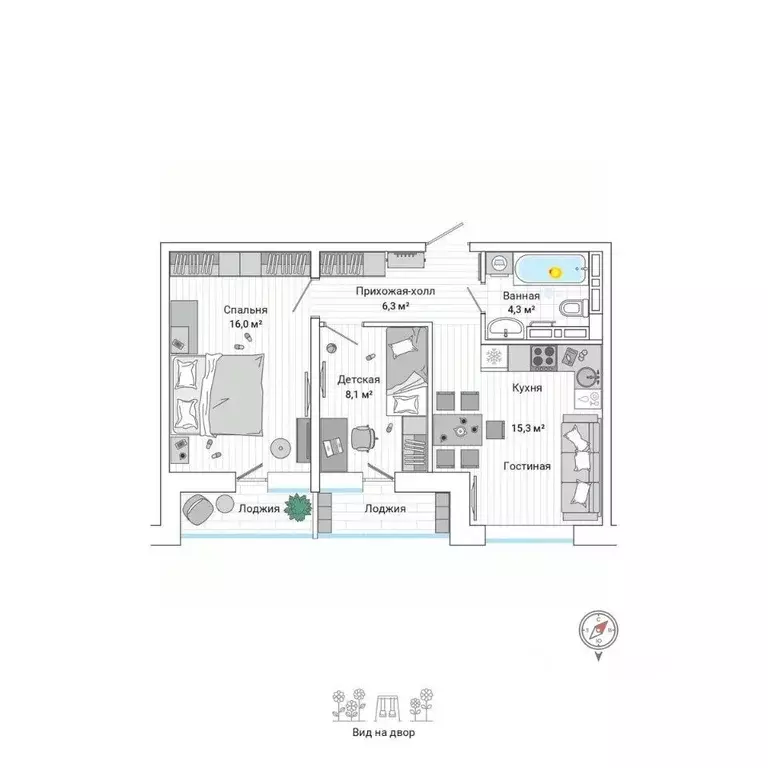3-к кв. Приморский край, Владивосток ул. Нейбута (53.2 м) - Фото 0