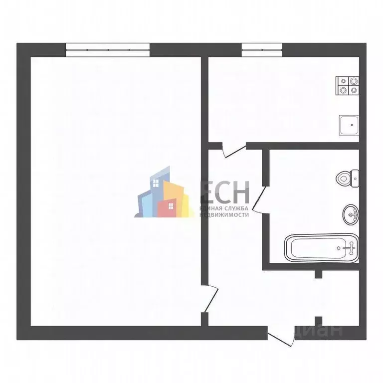 1-к кв. Тульская область, Тула Октябрьская ул., 95 (31.0 м) - Фото 2