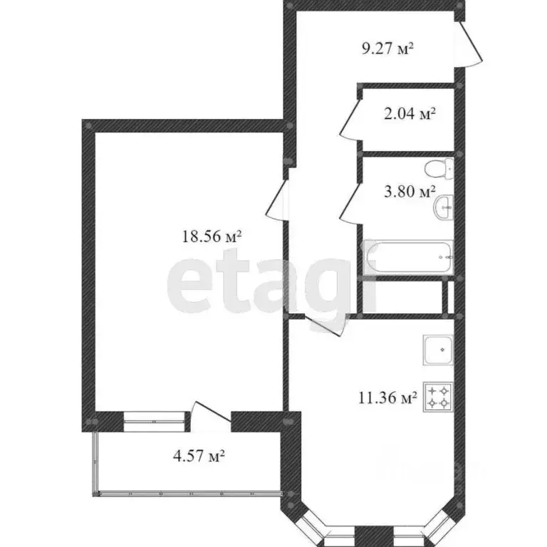 1-к кв. Воронежская область, Воронеж ул. Куколкина, 11 (48.0 м) - Фото 1
