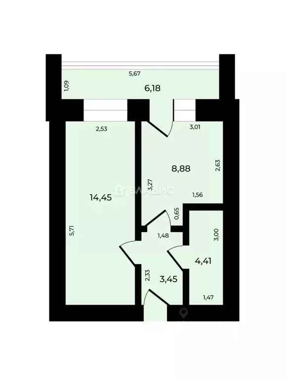 1-к кв. Владимирская область, Владимир Северная ул., 55 (31.2 м) - Фото 1