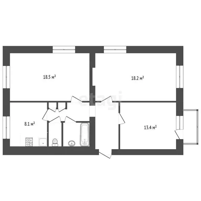 3-комнатная квартира: Челябинск, улица Богдана Хмельницкого, 25 (72 м) - Фото 1