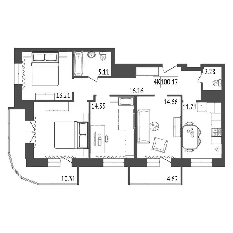 Продаётся 4-к квартира, 100.17 м - Фото 0