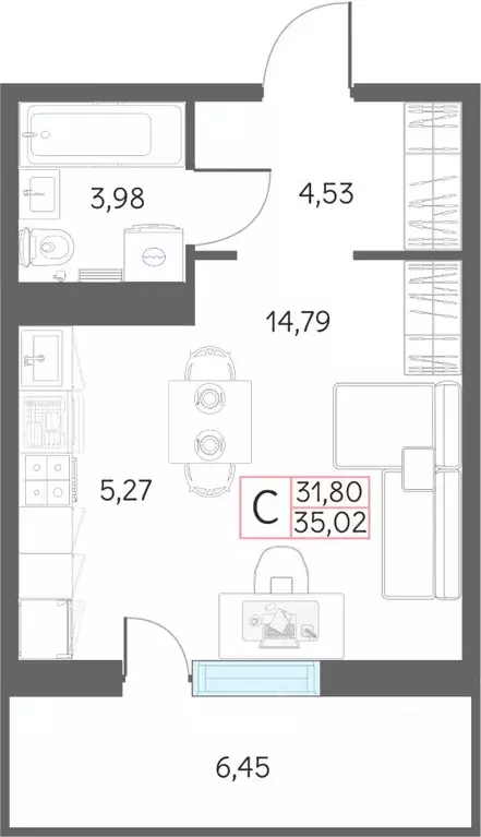 1-к кв. Тюменская область, Тобольск 7А мкр, 29 (35.0 м) - Фото 1