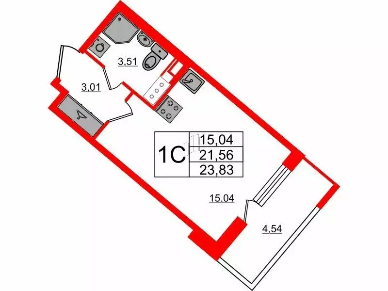 Квартира-студия: Санкт-Петербург, Октябрьская набережная (21.56 м) - Фото 0