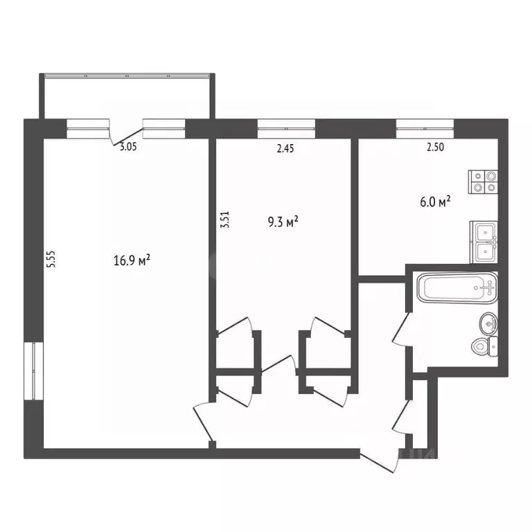 2-к кв. Московская область, Коломна ул. Леваневского, 4 (42.2 м) - Фото 2
