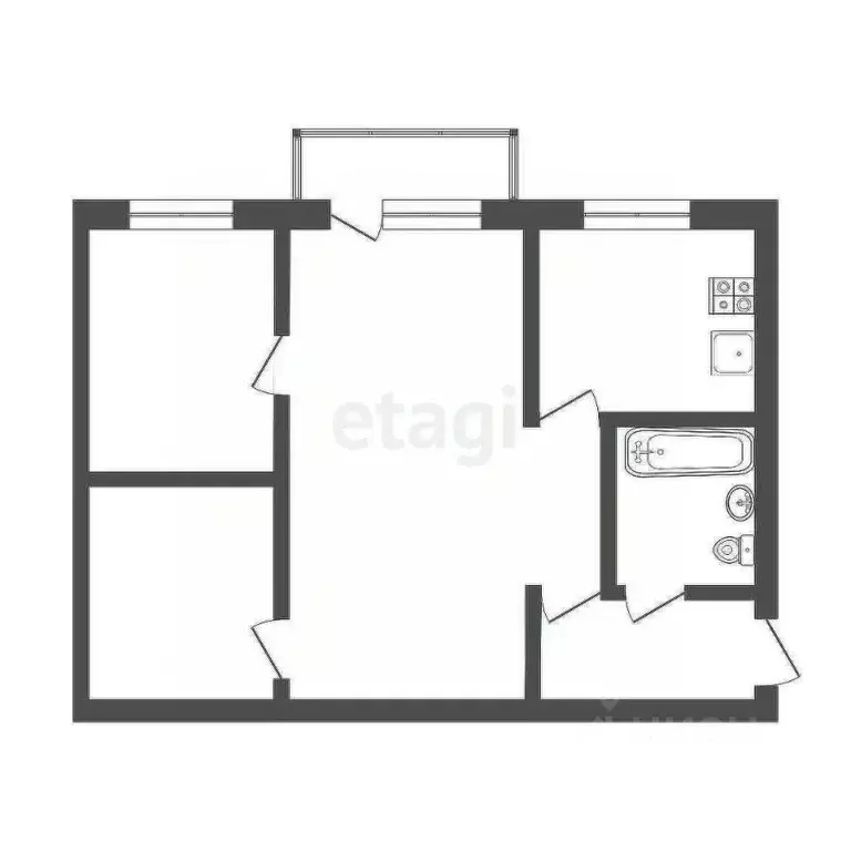 3-к кв. Тульская область, Узловая ул. Энгельса, 13 (42.9 м) - Фото 1