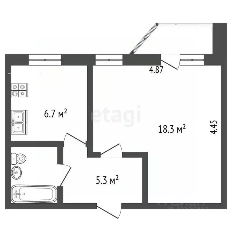 1-к кв. Вологодская область, Вологда Архангельская ул., 13Б (33.7 м) - Фото 0