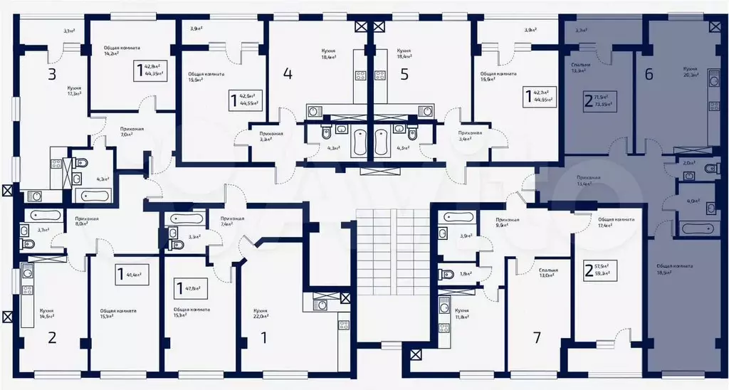 2-к. квартира, 73,4 м, 9/9 эт. - Фото 1