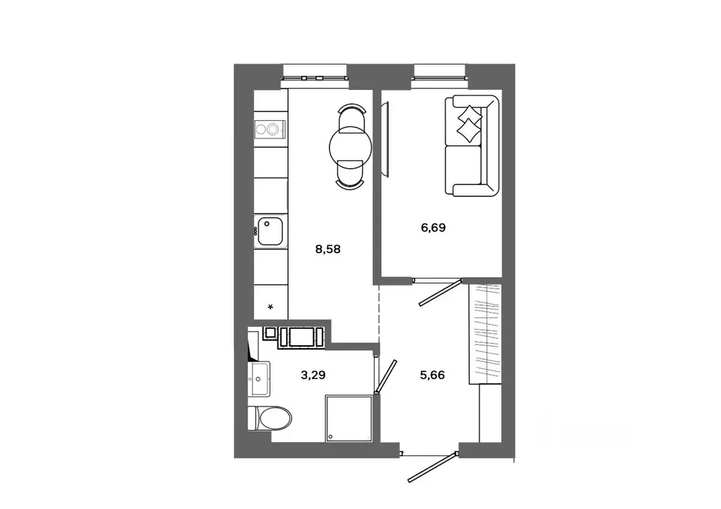 1-к кв. Ханты-Мансийский АО, Сургут ул. Ивана Захарова, 16 (24.22 м) - Фото 1