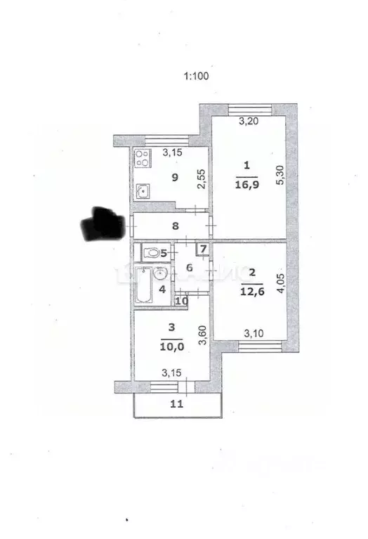 3-к кв. Белгородская область, Белгород ул. Шаландина, 25 (58.7 м) - Фото 1