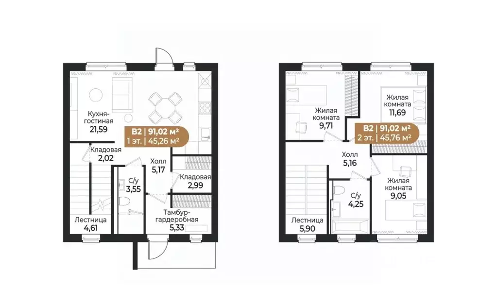 Таунхаус в Ленинградская область, Всеволожск ш. Южное (91 м) - Фото 1