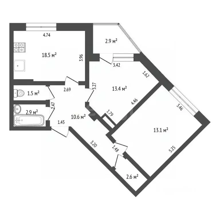 2-к кв. Тюменская область, Тюмень Широтная ул., 134к1 (67.2 м) - Фото 1