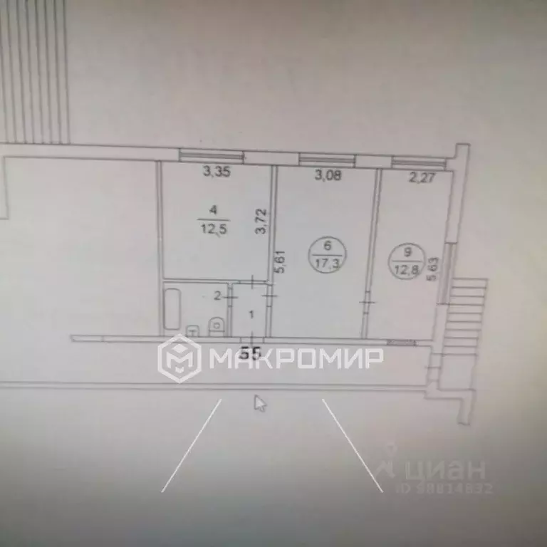 2-к кв. Челябинская область, Челябинск ул. Марченко, 35А (30.1 м) - Фото 2