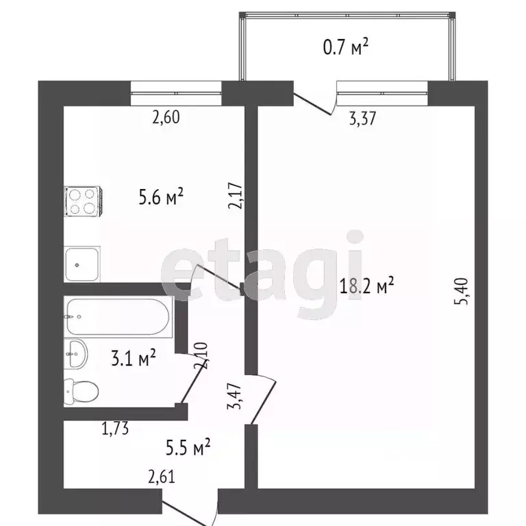1-к кв. Тверская область, Тверь пос. Химинститута, 44 (32.4 м) - Фото 1