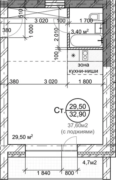 Студия Новосибирская область, Новосибирск Серебряный пер., 11 (32.9 м) - Фото 0