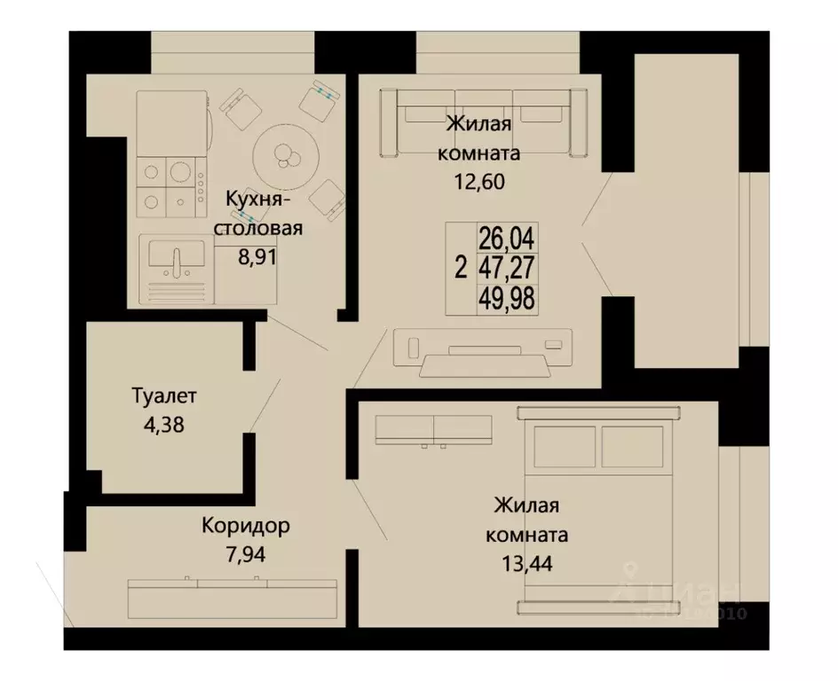 2-к кв. Калининградская область, Калининград Артиллерийская ул, 85 . - Фото 1