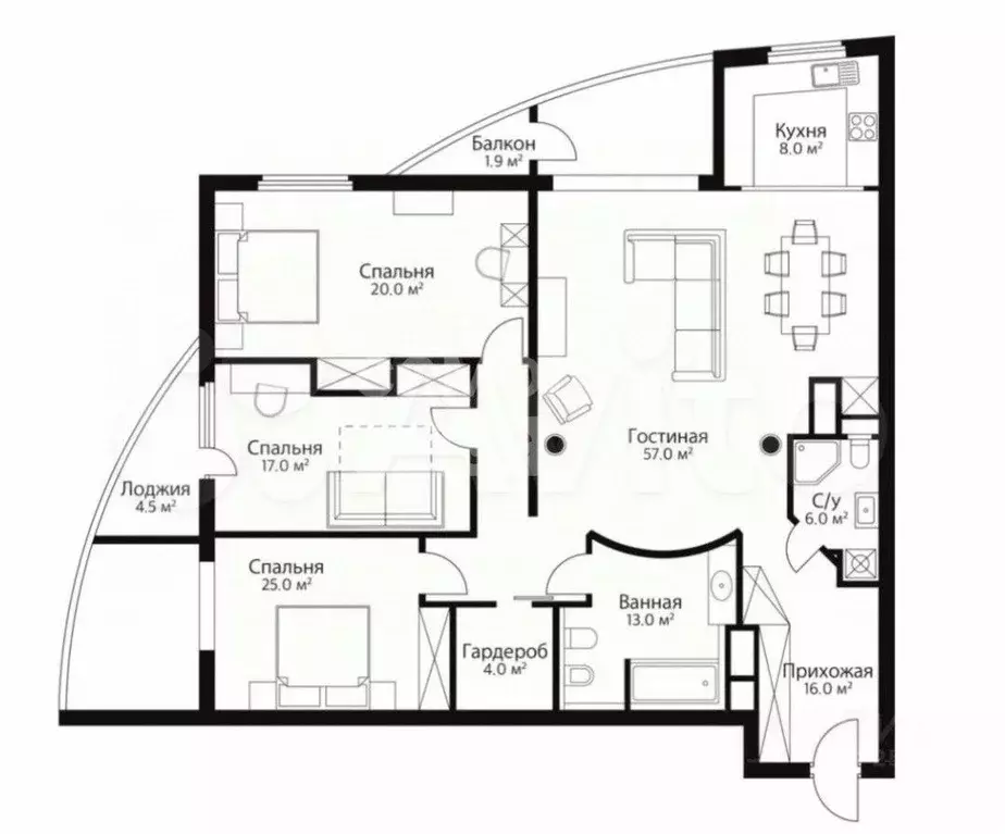 4-к. квартира, 160 м, 9/17 эт. - Фото 0