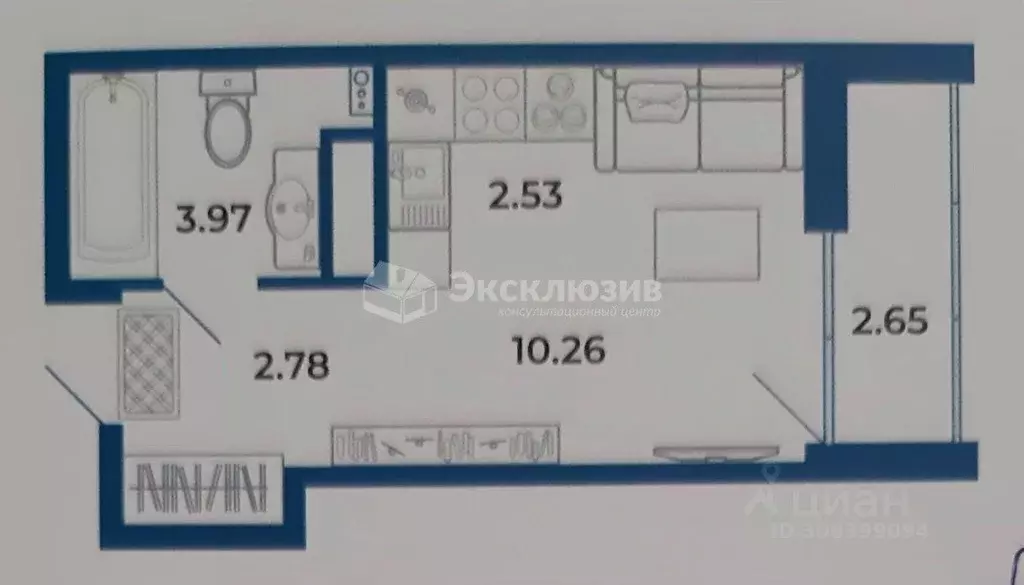 Студия Тюменская область, Тюмень ул. Селекционная, 2 (22.0 м) - Фото 1