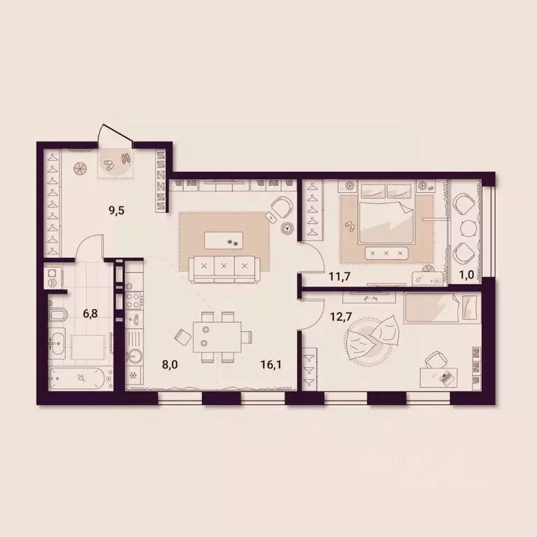 2-к кв. Приморский край, Артем ул. Куйбышева, 11А (65.75 м) - Фото 0