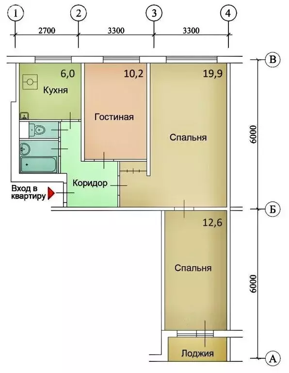 3-комнатная квартира: Москва, Россошанская улица, 1к1 (58.2 м) - Фото 1