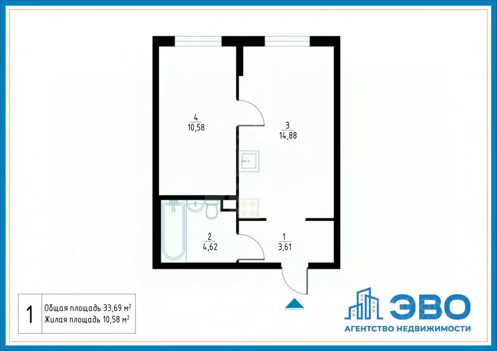 1-к кв. Санкт-Петербург просп. Юнтоловский, 48к1 (32.8 м) - Фото 1