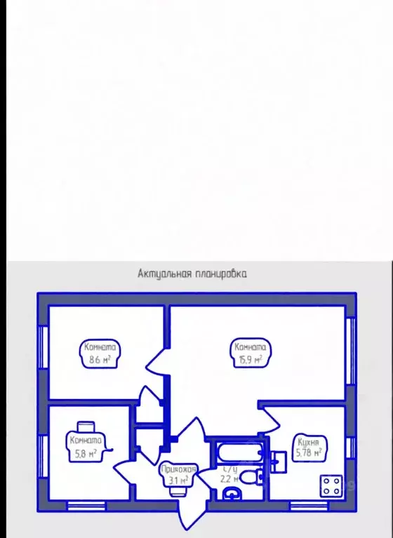 3-к кв. Санкт-Петербург просп. Ветеранов, 27 (42.1 м) - Фото 2