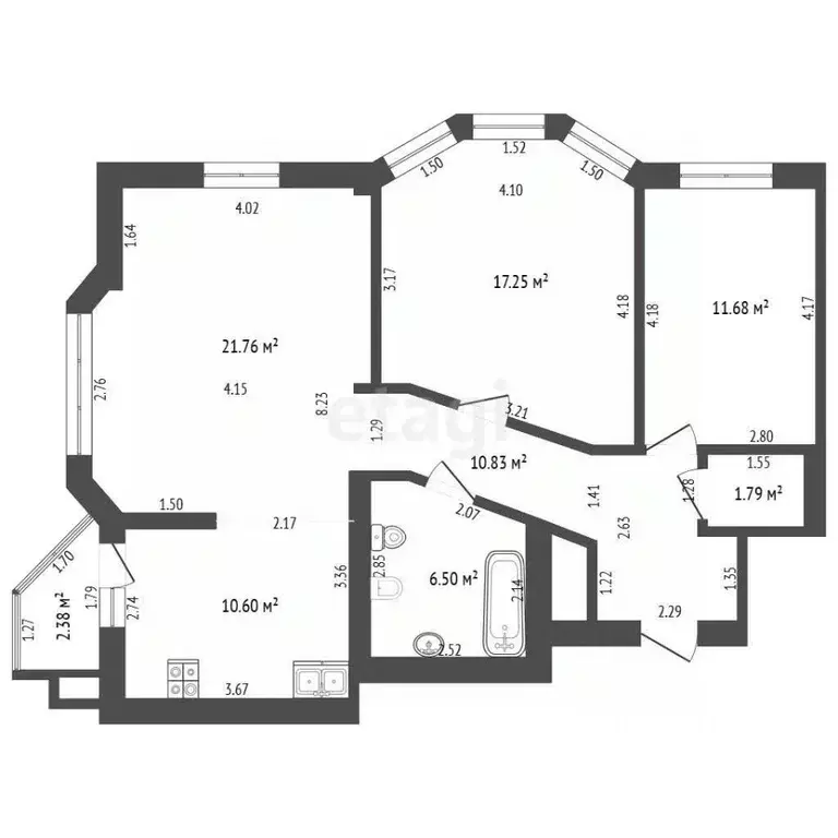 3-к кв. Тюменская область, Тюмень Первомайская ул., 50/1 (83.2 м) - Фото 2
