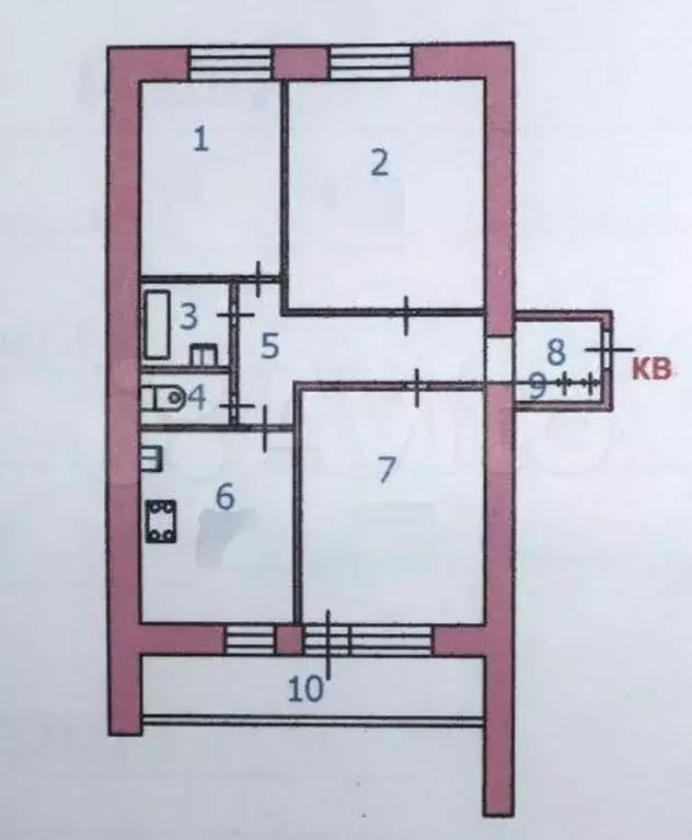 3-к. квартира, 67 м, 5/9 эт. - Фото 0