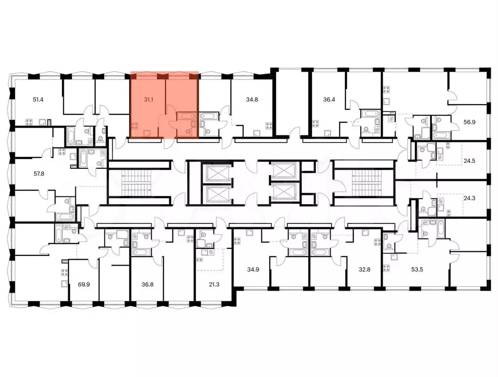 1-к. квартира, 31,1 м, 20/32 эт. - Фото 1