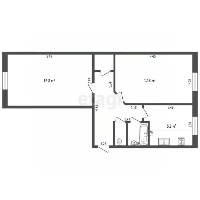 2-к кв. Калужская область, Кондрово г. Дзержинский муниципальный ... - Фото 2