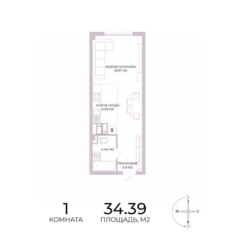 1-к кв. Пензенская область, Пенза Побочинская ул., с18 (34.39 м) - Фото 1