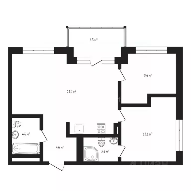 2-к кв. Тюменская область, Тюмень Ставропольская ул., 10 (72.0 м) - Фото 2