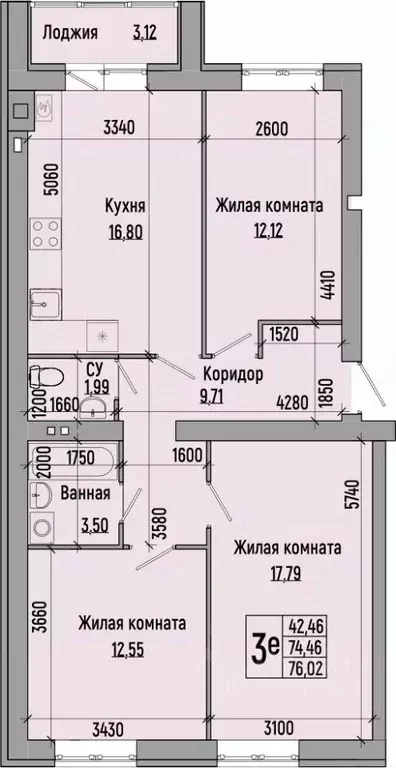 3-к кв. Волгоградская область, Волгоград Долина-2 жилрайон,  (76.02 м) - Фото 0