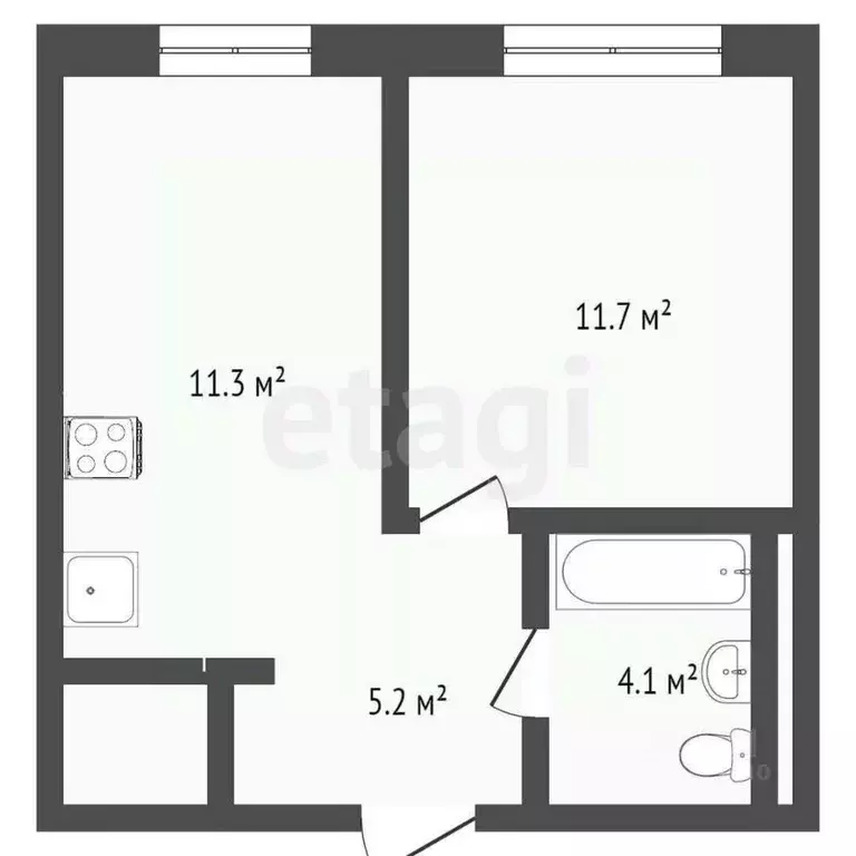 1-к кв. Тюменская область, Тюмень ул. Республики, 204к6 (33.0 м) - Фото 2