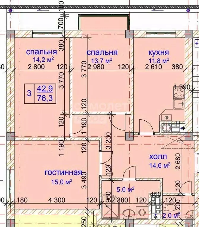 3-к кв. Кабардино-Балкария, Нальчик ул. 2-й Таманской Дивизии, 61 ... - Фото 1