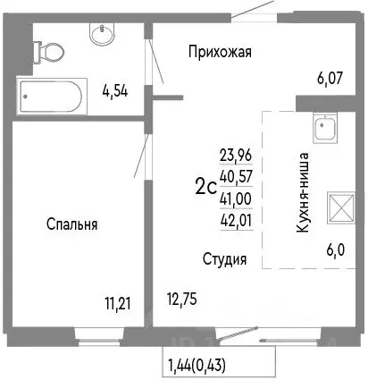 2-к кв. Челябинская область, Челябинск Нефтебазовая ул., 1к2 (41.0 м) - Фото 0