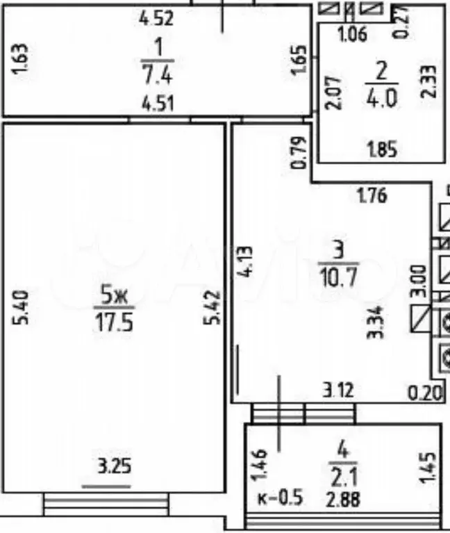 1-к. квартира, 41 м, 8/9 эт. - Фото 1