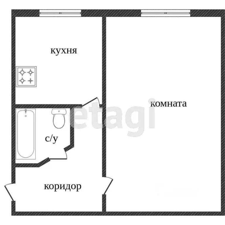 1-к кв. Ханты-Мансийский АО, Сургут Трубная ул., 5/2 (30.2 м) - Фото 1