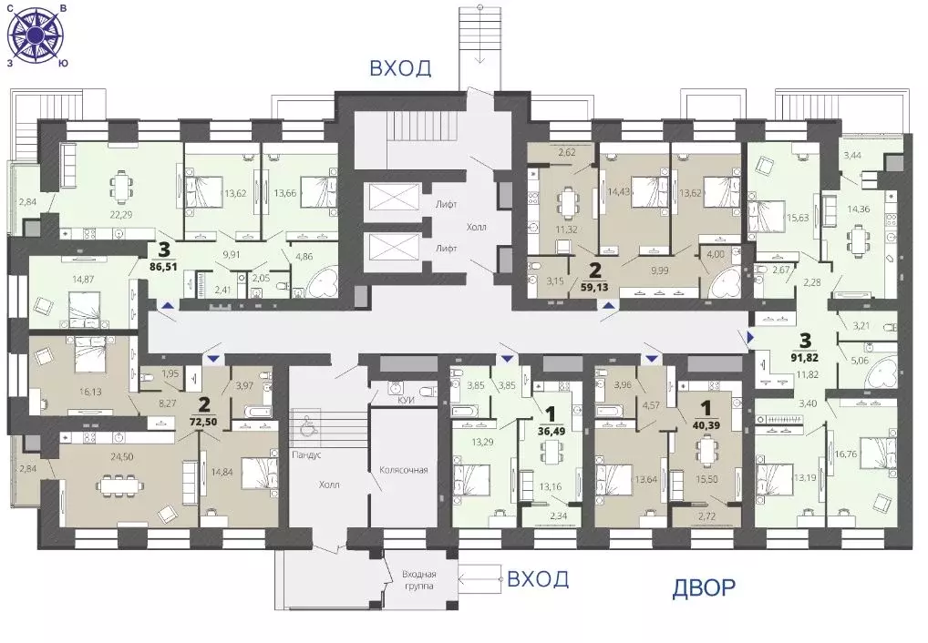 3-к кв. Рязанская область, Рязань ул. Космонавтов, 16 (91.82 м) - Фото 1