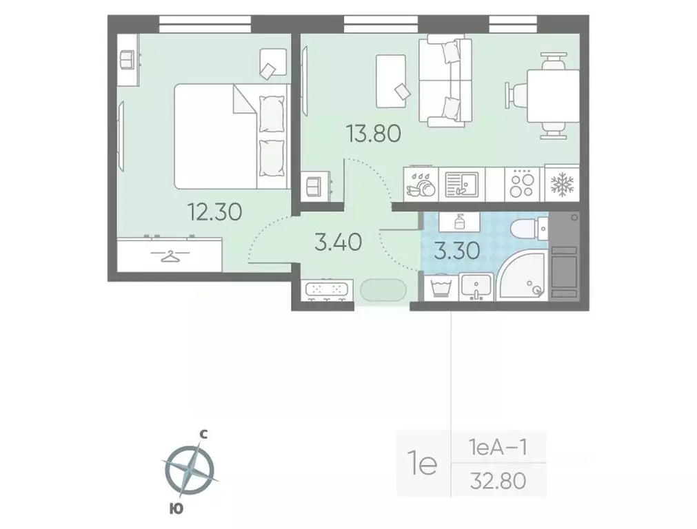 1-к кв. Ленинградская область, Всеволожское городское поселение, пос. ... - Фото 1